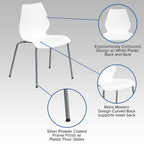 Flash Furniture 288WH Series Polypropylene Stackable Chair With Silver Frame, White