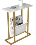 Yusong Small Narrow Side Table for Small Spaces, 17.7'' W Slim End Table Magazine Table Nighstand with Storage Holder, Accent Sk