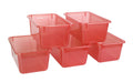 Storex Small Cubby Bins - Plastic Storage Containers For Classroom, 12.2 X 7.8 X 5.1 Inches, Candy Red, 5-Pack (62475A05C)