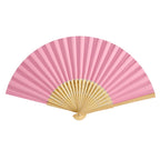Sl Crafts 50Pcs Paper Hand Fan With Organza Bags Bamboo Handheld Folding Fan Decorative Paper Fan Wedding Party Favors (Pink)