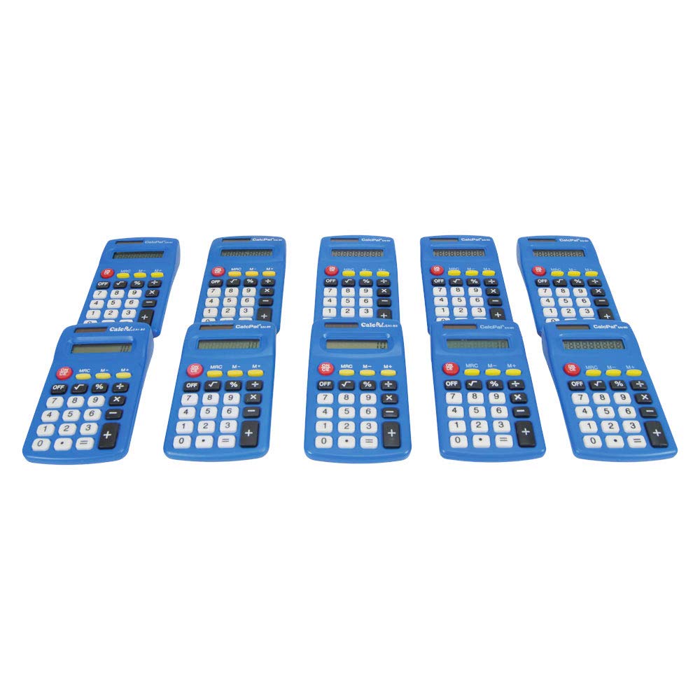 Eai Education Calcpal Eai-80 Basic Solar Calculator, Dual-Power For School, Home Or Office: Blue - Set Of 10