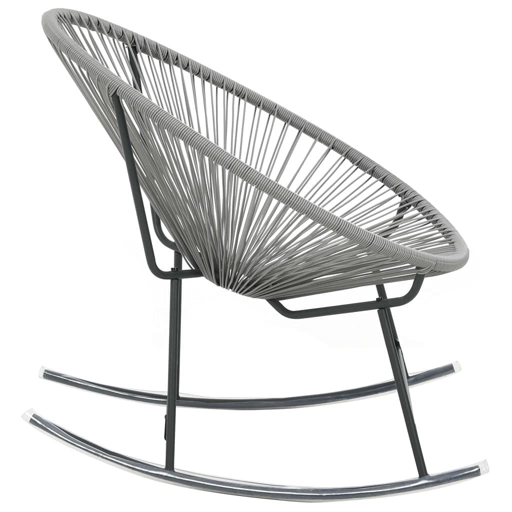 vidaXL Outdoor Rocking Moon Chair - Weather-Resistant Gray Poly Rattan Chair with Powder-Coated Steel Frame - Comfortable Seating for Patio and Garden Use