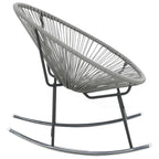 vidaXL Outdoor Rocking Moon Chair - Weather-Resistant Gray Poly Rattan Chair with Powder-Coated Steel Frame - Comfortable Seating for Patio and Garden Use