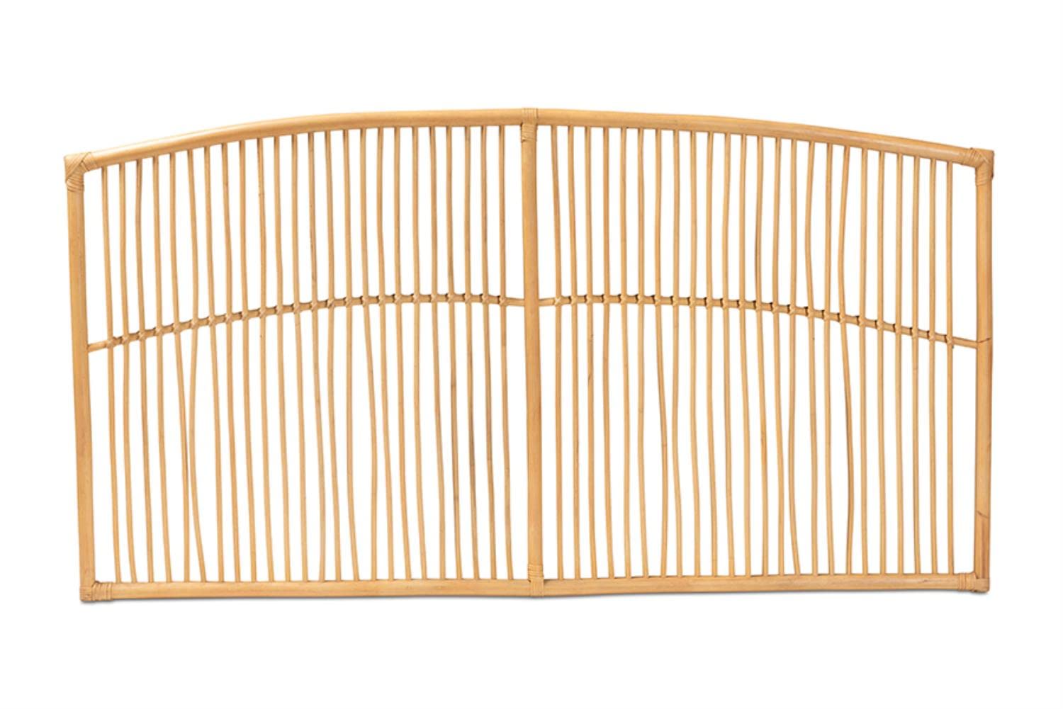 Baxton Studio Malvina Modern Bohemian Natural Brown Rattan Queen Size Wall-Mount Headboard