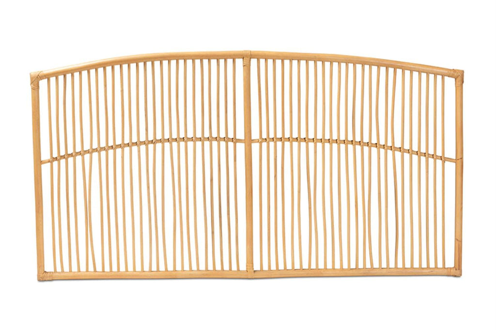 Baxton Studio Malvina Modern Bohemian Natural Brown Rattan Queen Size Wall-Mount Headboard