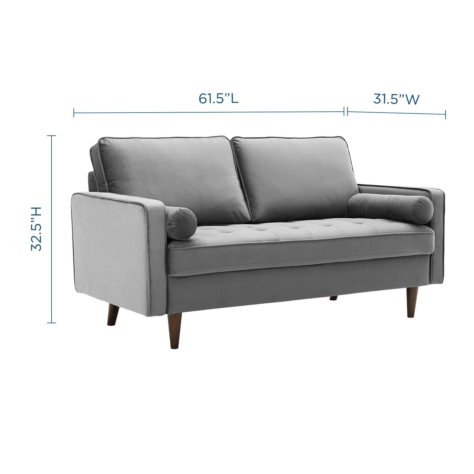Modway Valour Performance Velvet Loveseat, Gray Valour Performance Velvet Loveseat