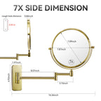 Nicesail Gold Makeup Mirror Wall Mounted, 7X Magnifying Mirror Gold Vanity Mirror For Bathroom Wall Extendable Swivel, Gold Fini