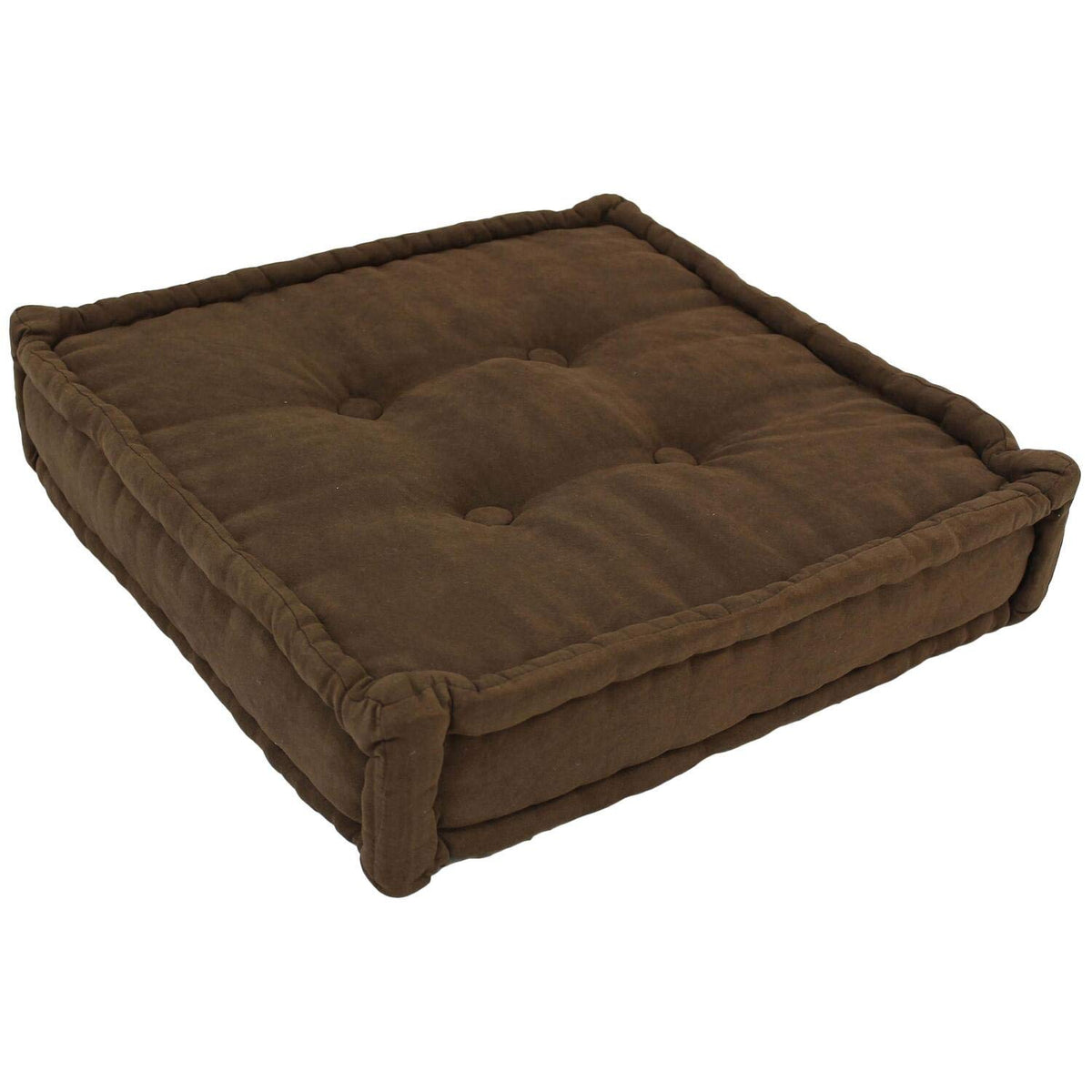 Blazing Needles Button-Tufted Microsuede Square Floor Pillow, 25&quot;, Chocolate