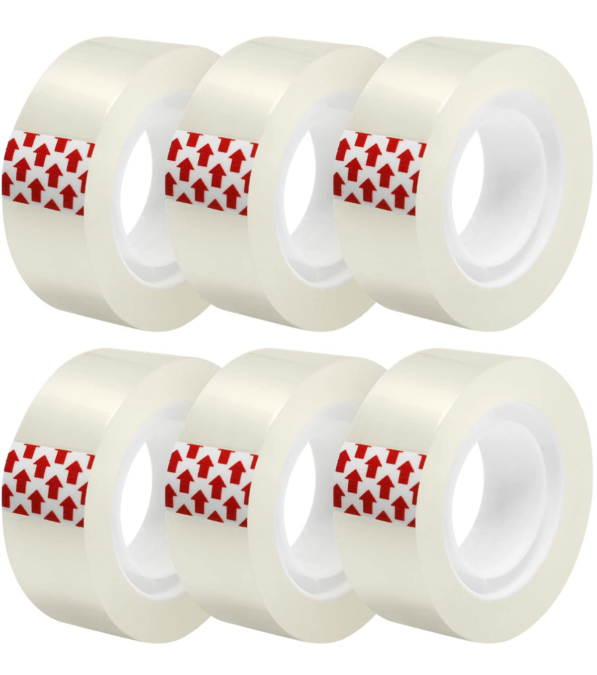 Gibibu 6 Rolls Transparent Tape Refills, Clear Tape Dispenser Refill Rolls, Glossy Gift Wrap Tapes For Office, School, Home, 3/4