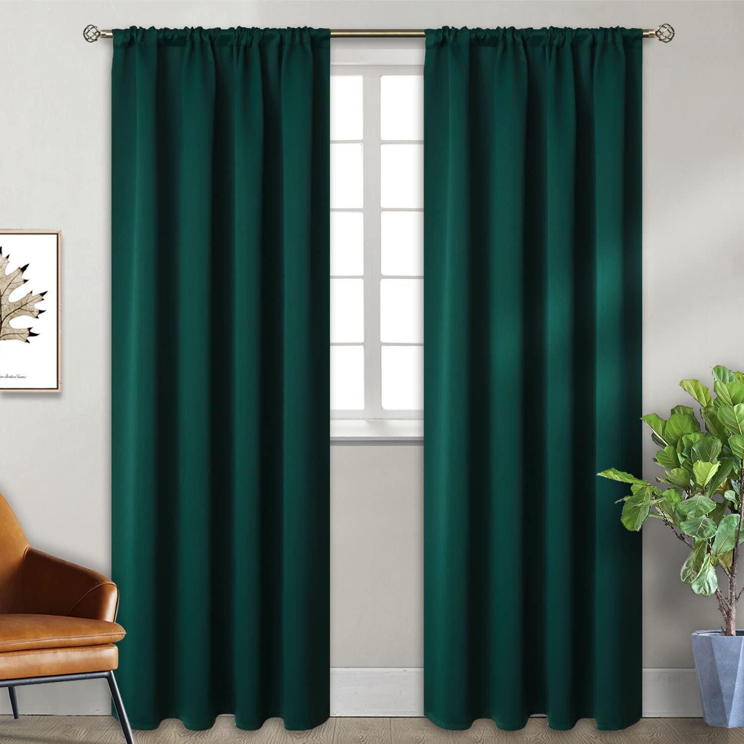 Bgment Rod Pocket Blackout Curtains For Bedroom 84 Inches Length - Thermal Insulated Room Darkening Curtain For Living Room, 42