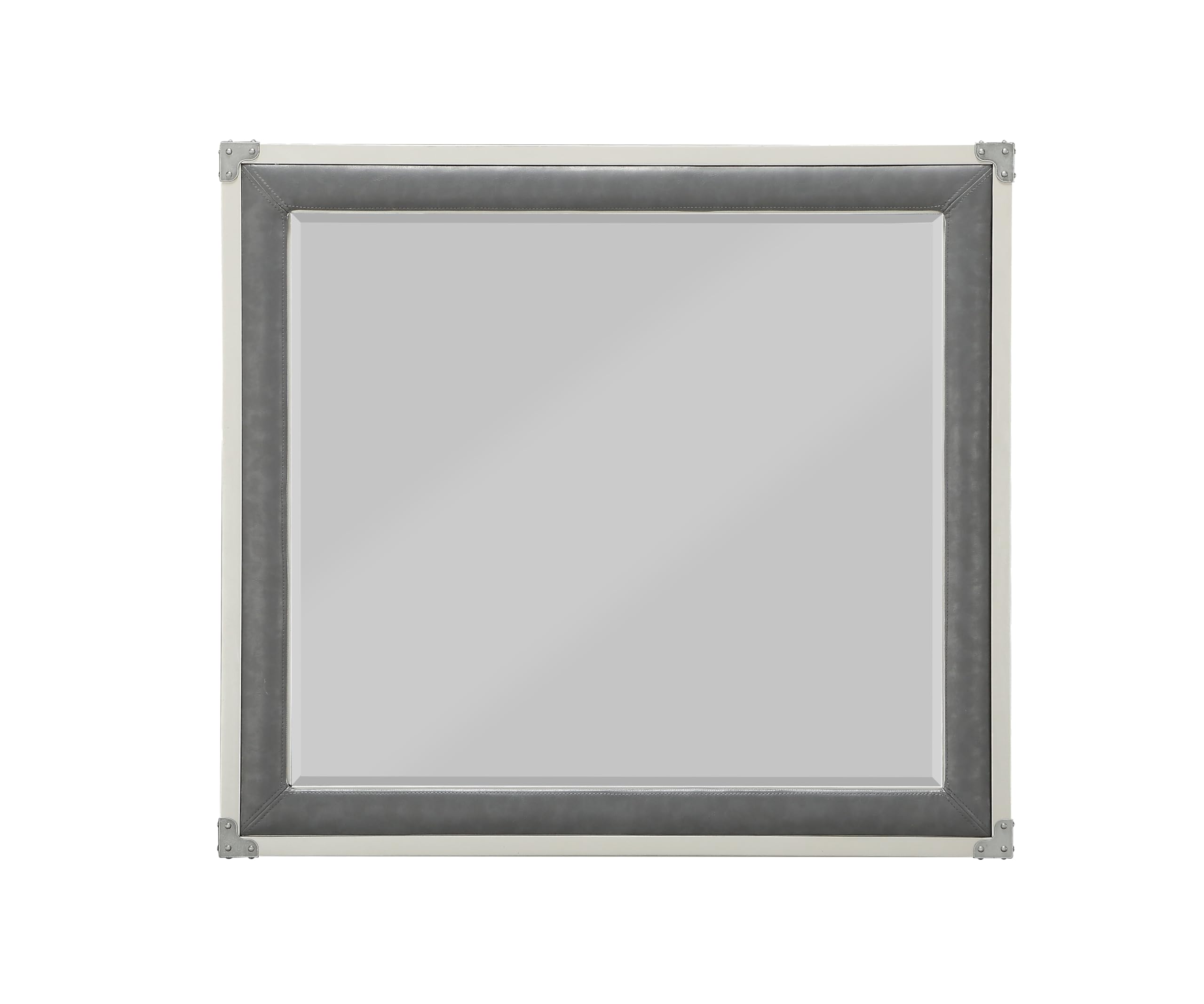 Acme Orchest Rectangular Wooden Frame Mirror In Gray