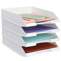 Stockroom Plus 4 Pack White Stackable Paper Trays For Letter Documents, Desktop File Organizers For Office Supplies, Stackable D