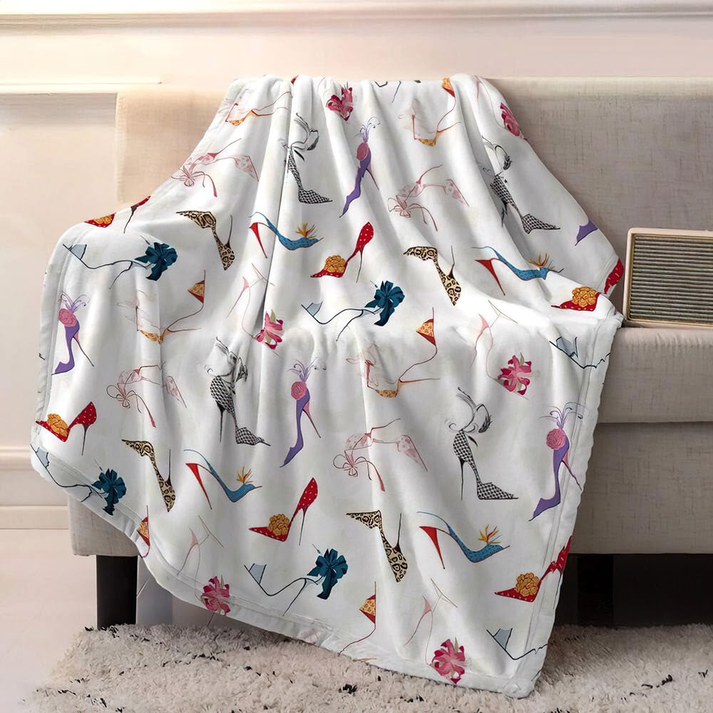 Xsmei High Heel Blanket Soft Warm Flannel Plush Throw Blankets Girls High Heels Shoe Pattern,40 X 50 Inch