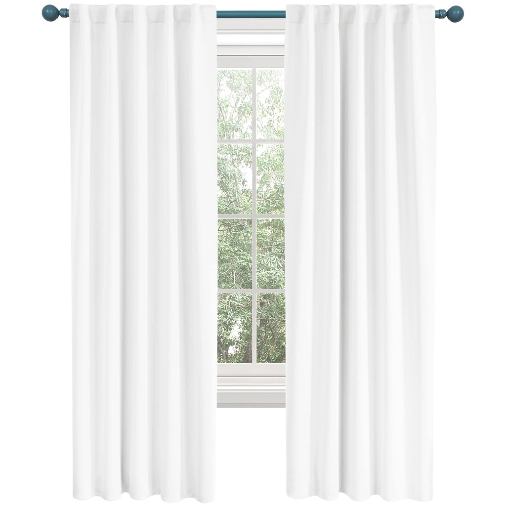 Deconovo Long Semi Blackout Curtains - Back Tab And Rod Pocket 50% Light Blocking Curtain Drapes For Hall Room, 42X108 Inch, White, 2 Panels