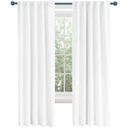 Deconovo Long Semi Blackout Curtains - Back Tab And Rod Pocket 50% Light Blocking Curtain Drapes For Hall Room, 42X108 Inch, White, 2 Panels