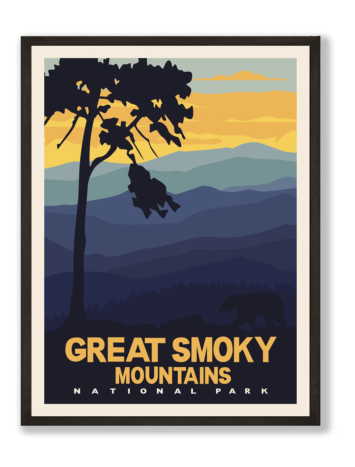 HerZii Prints Great Smoky Mountains National Park Posters & Prints Vintage National Parks Poster | Nature Wall Art Decor | Mount