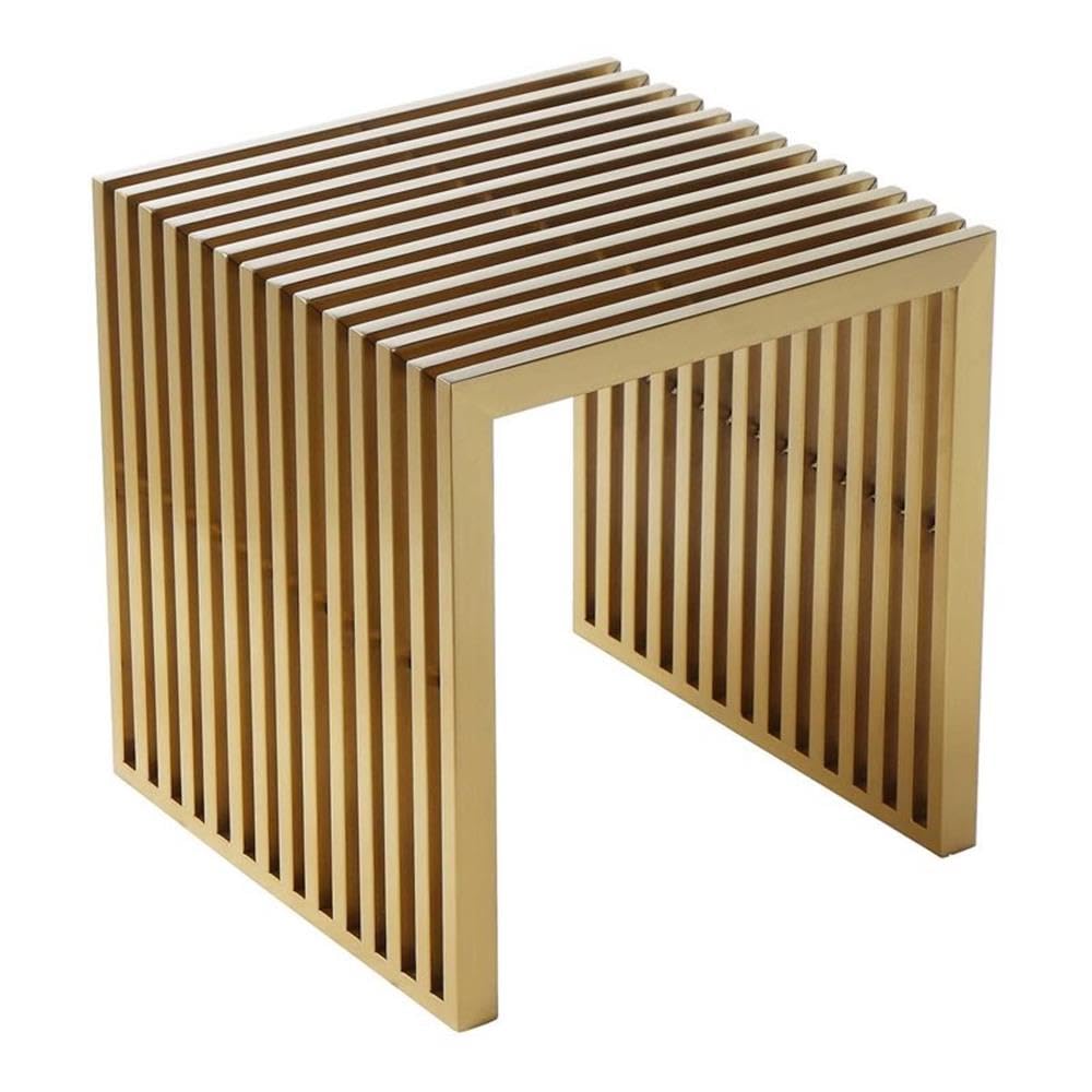 Pangea Home Lux 17&quot; Modern Brushed Steel Metal Stool In Gold