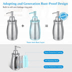 Glubee Soap Dispenser Stainless Steel - Brushed Nickel Pump Dispenser Bottle Refillable Liquid Hand Dish Soap Dispenser For Bath