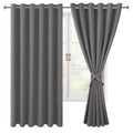 Hiasan Grommet Blackout Curtains For Bedroom, 70 X 63 Inches - Thermal Insulated & Light Blocking Window Drapes For Living Room/Dorm Room, Set Of 2 Panels Sewn With Tiebacks, Light Grey