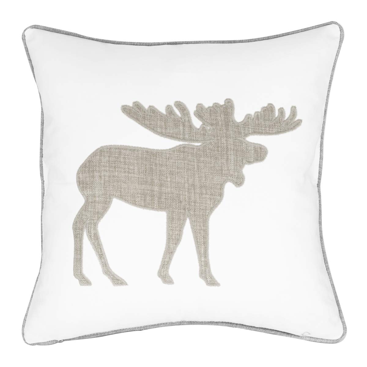 Millianess Animal Cotton Throw Pillow Covers Moose Pattren Embroidered 18X18 Inches For Couch Cushions Covers (White)