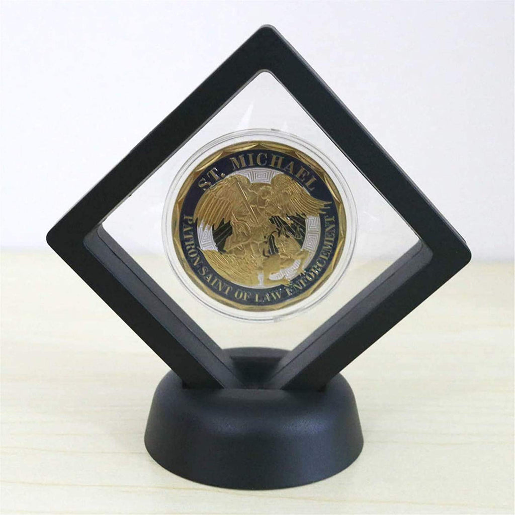 Set Of 2 Challenge Coins Display Stand, 3D Floating Clear Case, Jewelry, Specimen, Military Medal Holder Frame
