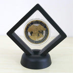 Set Of 2 Challenge Coins Display Stand, 3D Floating Clear Case, Jewelry, Specimen, Military Medal Holder Frame