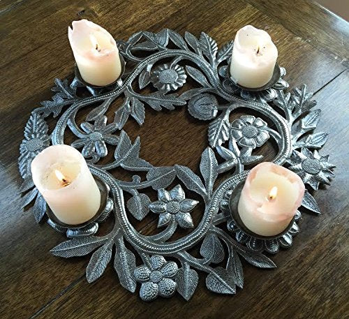 Advent Wreath, Or Centerpiece For The Holiday'S, Metal Art Haiti, Family Dining Decor, Handmade, Quality Craftsmanship, Fair Tra