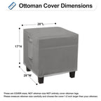 Outdoorlines Outdoor Waterproof Patio Ottoman Covers - Square Uv-Proof Patio Side Table Cover Windproof Heavy-Duty Furniture Covering Protector 28L X 28W X 17H Inch, Grey