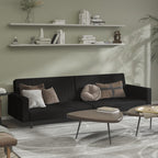 vidaXL Black Velvet 2-Seater Sleeper Sofa - Convertible Loveseat/Daybed for Living Room, Studio, Apartment
