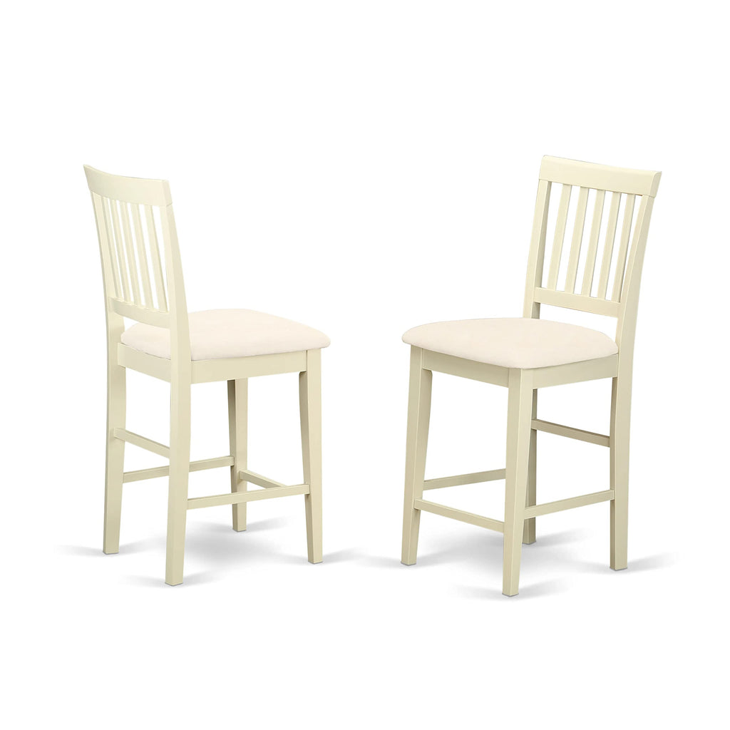 East West Furniture VERN3-WHI-C 3 Piece Counter Height Dining Set for Small Spaces Contains a Square Wooden Table and 2 Linen Fabric Upholstered Chairs, 36x36 Inch, Buttermilk & Cherry