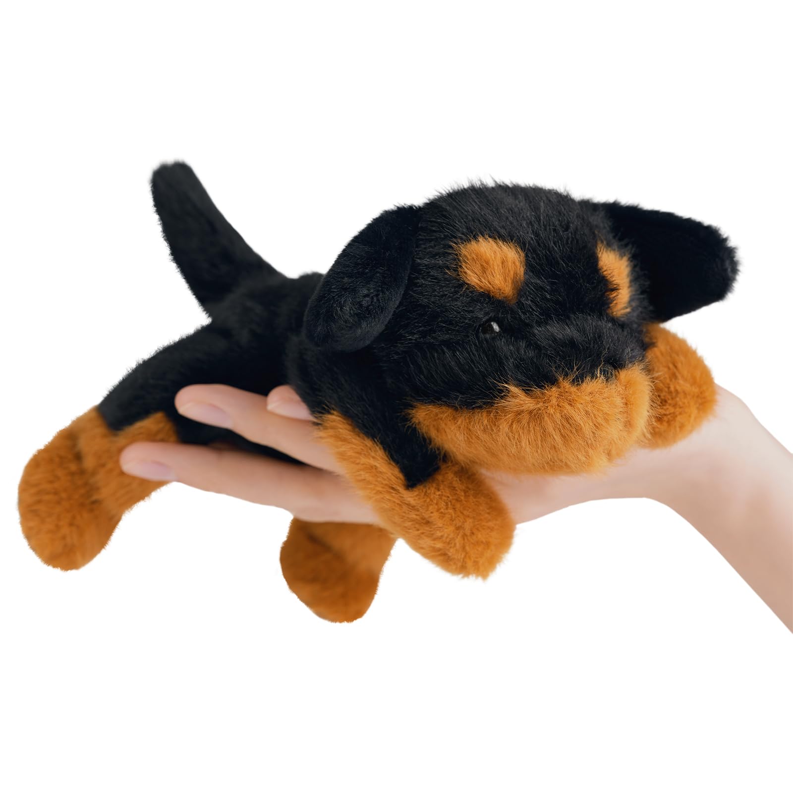 Peach Cat Rottweiler Dog Plush 7.8' Cute Dog Stuffed Animals Small Puppy Plushies Toy Pillow Gifts For Kids Black