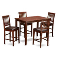 East West Furniture BUVN5-MAH-LC Buckland 5 Piece Counter Height Pub Set Includes a Rectangle Table and 4 Faux Leather Dining Room Chairs, 30x48 Inch, Mahogany