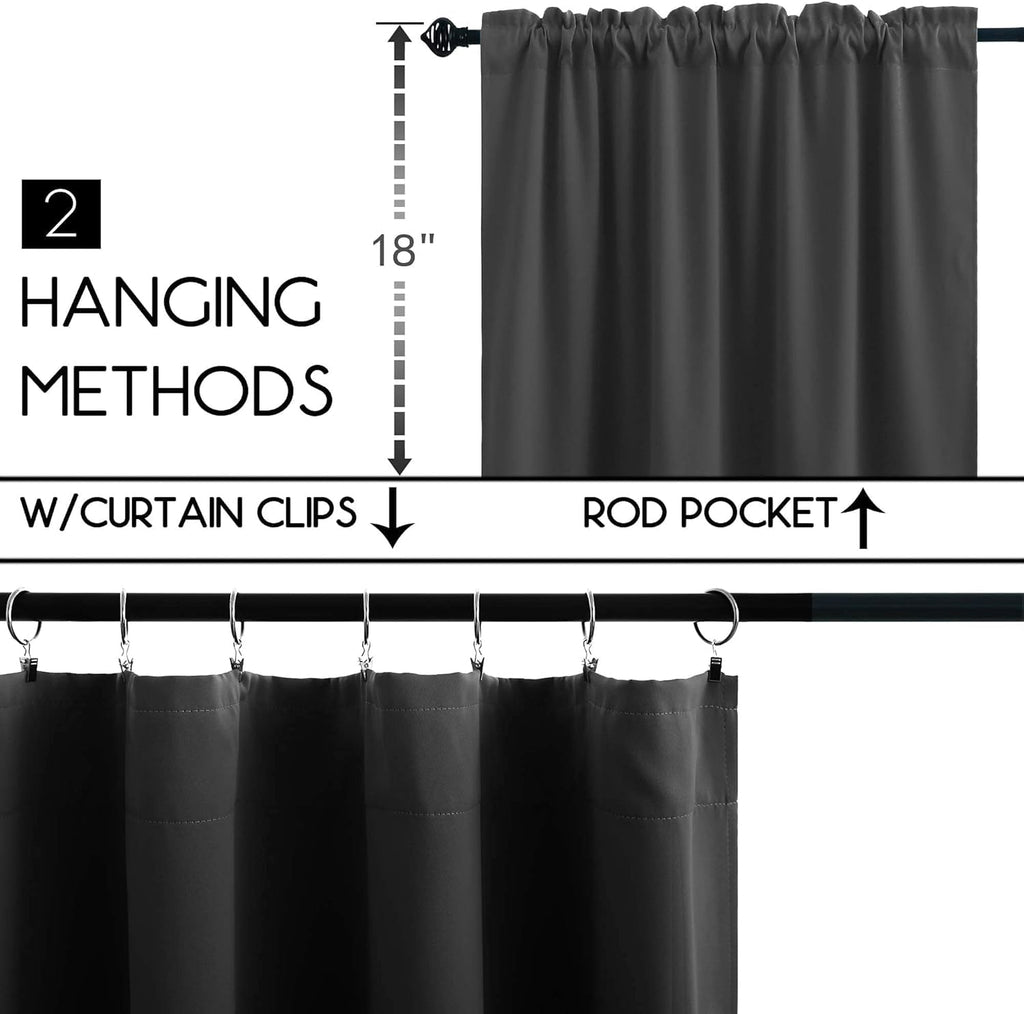 Koufall Small Window Blinds For Bathroom Kitchen,Blackout Keep Heat Black Out Window Coverings Heat Blocking Curtains For Bedroom,18 X 24 Inch Length Dark Gray