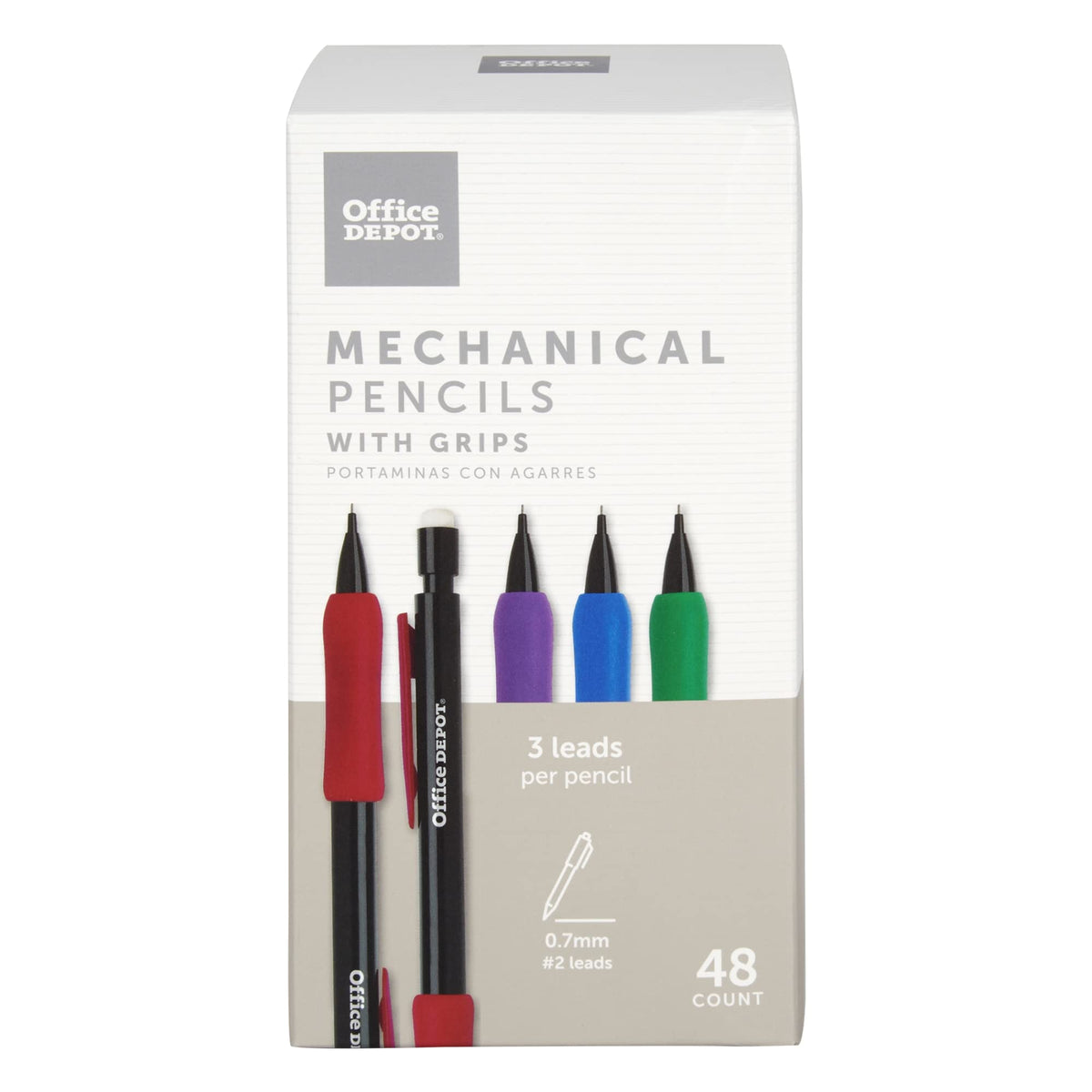 Office Depot Brand Mechanical Pencils With Comfort Grip, 0.7 Mm, Black Barrel, Pack Of 48 Pencils