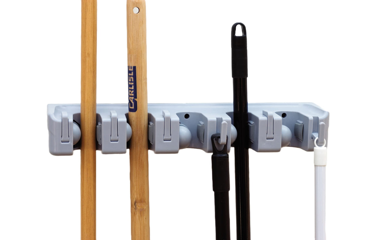 Carlisle FoodService Products 4073700 Roll N Grip ABS Plus Broom and Brush Holder, 161/2 Length x 23/4 Height x 31/2 Depth