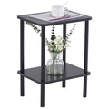 Apicizon 2 Tier End Table, Boho Side Table With Storage Shelf, Nightstand Bedside Table For Small Spaces, Bedroom, Living Room, Entryway, Farmhouse, Easy Assembly,Black