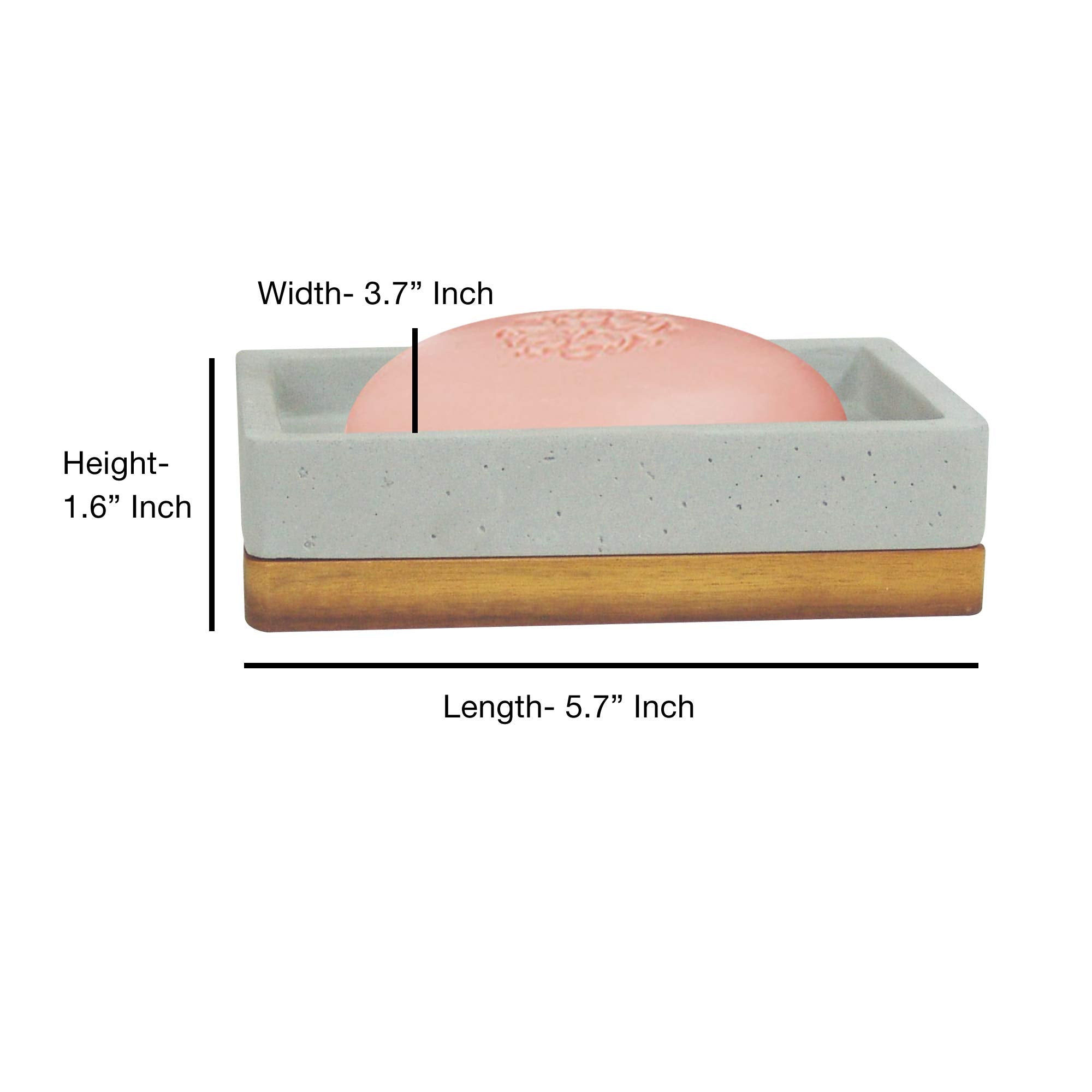 Nu Steel Concrete Bathroom Soap Bar Dish Holder In Real Cement And Wood For Bathrooms & Vanity Spaces