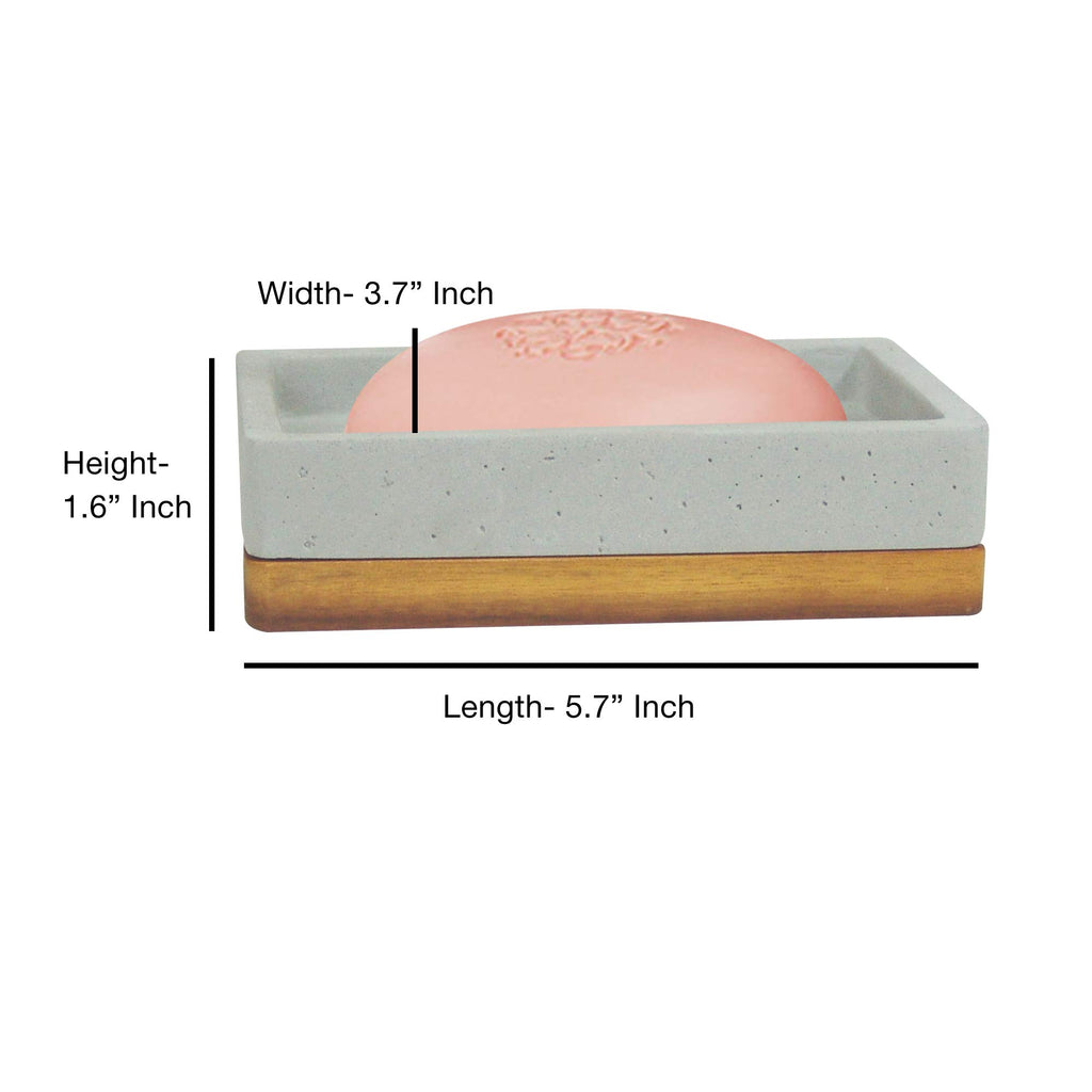 Nu Steel Concrete Bathroom Soap Bar Dish Holder In Real Cement And Wood For Bathrooms & Vanity Spaces
