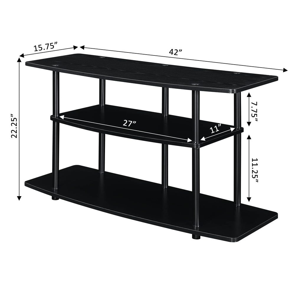 Convenience Concepts Designs2Go 3-Tier Wide TV Stand, 42", Black/Black