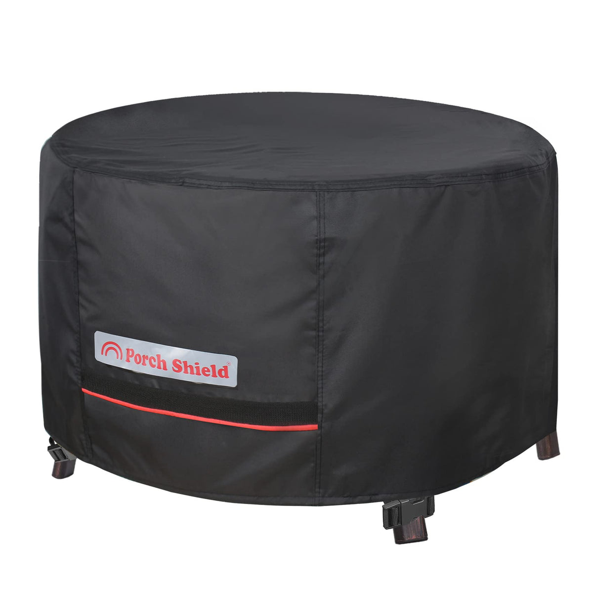 Porch Shield Uv-Resistant Patio Fire Pit Cover - Waterproof Round 28 Inch Outdoor Fire Bowl Cover, Black