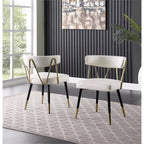 Best Master Furniture Aireys Ivory Faux Leather Armless Chair With Gold Accents (Set Of 2)