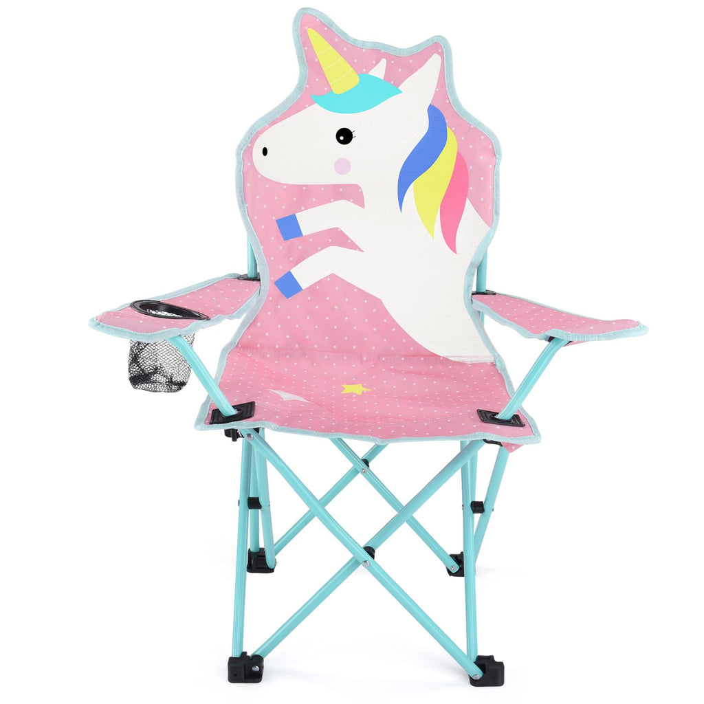 Kaboer Kids Outdoor Folding Lawn And Camping Chair With Cup Holder And Carrying Bag, Children'S Camping Chairs For Outdoor Beach Travel (Unicorn)