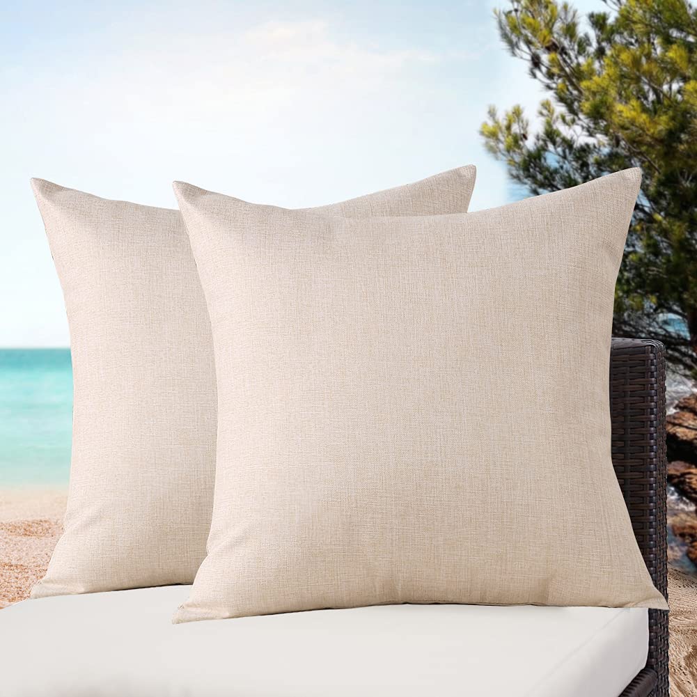 Otostar Pack Of 2 Waterproof Outdoor Indoor Throw Pillow Covers 18X18 Inch Garden Decorative Pillow Covers Square Pillowcases Ou