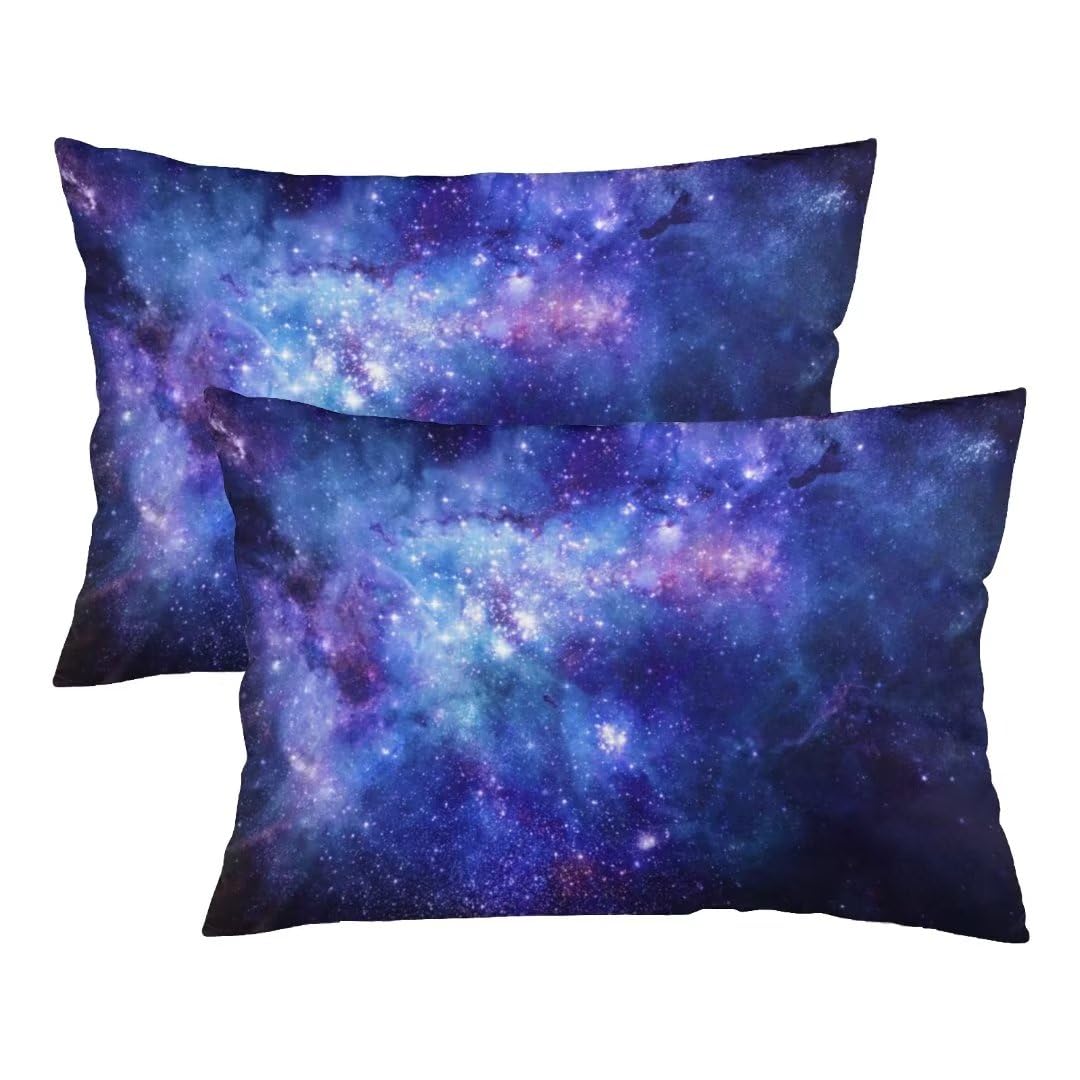 Galaxy Throw Pillow Cover Queen Size Set Of 2 Blue Purple Outer Space Nebula Universe Star Night Starry Sky Lumbar Pillow Case S