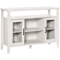 Homcom Farmhouse Sideboard Buffet Cabinet, Coffee Bar Cabinet With Storage Shelves, Kitchen Cabinet With 2 Framed Glass Doors And Anti-Topple, White