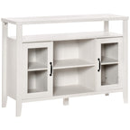 Homcom Farmhouse Sideboard Buffet Cabinet, Coffee Bar Cabinet With Storage Shelves, Kitchen Cabinet With 2 Framed Glass Doors And Anti-Topple, White