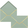 Sylroal 50 Pack Sage Green Envelopes 5X7 For Invitations With Gold Border, Self Adhesive A7 V-Flap Greeting Cards, Invitation We