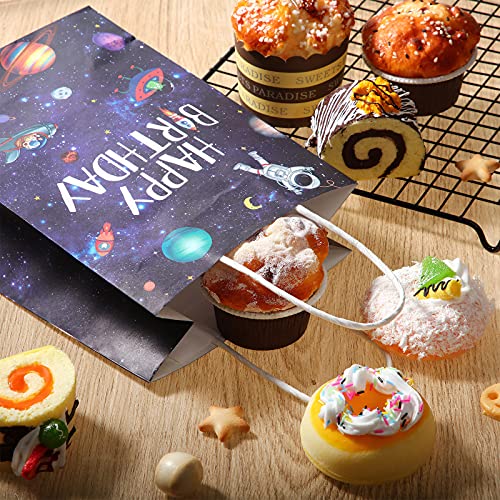 Outus 16 Pack Outer Birthday Space Party Favors Space Goody Bags With Handles Galaxy Gift Bags Kraft Paper Planet Goodie Bags Tr