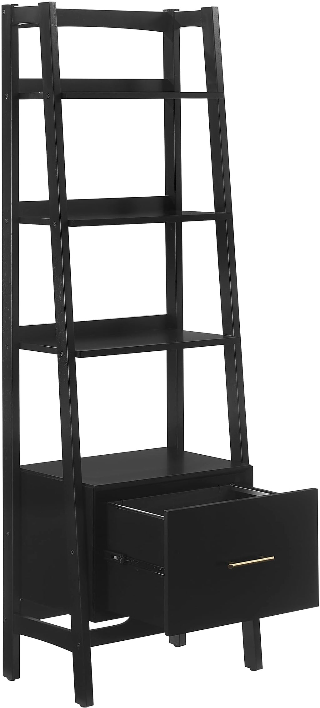 Crosley Furniture Landon Small Bookshelf Etagere, Bookcase Storage with Shelves and File Drawer, Matte Black
