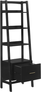 Crosley Furniture Landon Small Bookshelf Etagere, Bookcase Storage with Shelves and File Drawer, Matte Black